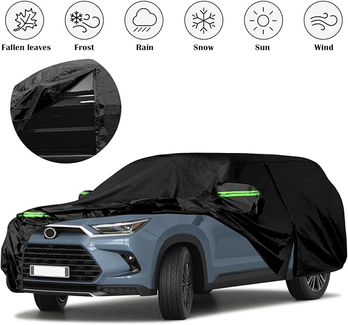 Waterproof Car Covers Replace for 2023-2025 Toyota Grand Highlander and Lexus TX350 500h, 6 Layers All Weather Car Cover with Zipper Door & Windproof Bands for Snow Rain Dust Hail Protection