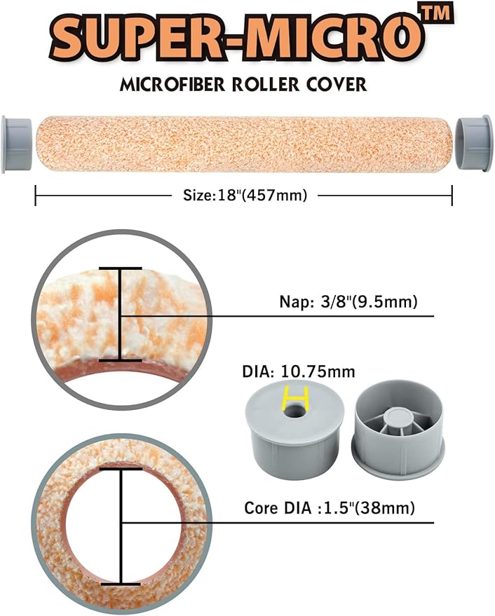 ROLLINGDOG 12 Inch Paint Roller Kit - Large Paint Bucket and Roller with Adjustable Roller Frame, Microfiber Roller Covers and Exrension Pole for Walls,Ceilings,Furniture Painting(Pack of 21)
