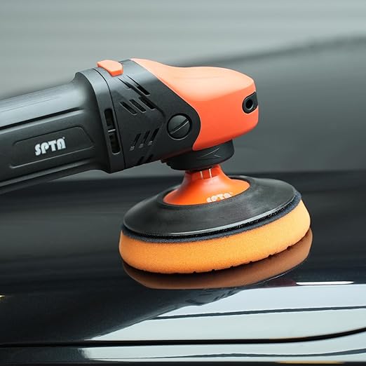 SPTA 2Pcs RO Rotary Flexible Backing Plate, Hoop-and-Loop Face PU Soft Backing Pad Used On Rotary Polisher Sander for Sanding Polishing Buffing Finishing (5/8"-11 Thread, Orange, 6Inch (150mm))