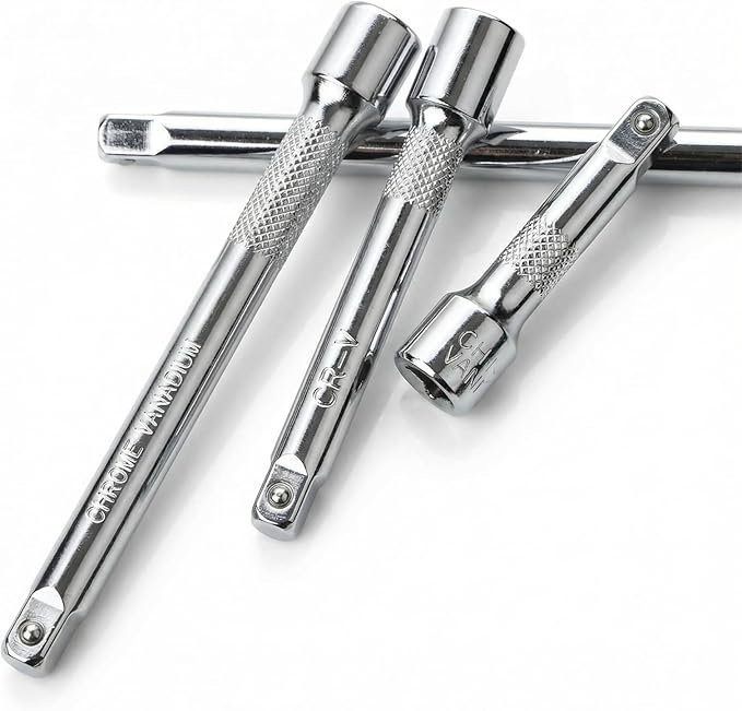 EMSTAR 4PCS 1/4" Drive Socket Extension Bar Set, 2" / 50mm, 3" / 75mm, 4" / 100mm, 6" / 150mm, CR-V Steel Ratchet Extensions for Automotive & DIY Repair