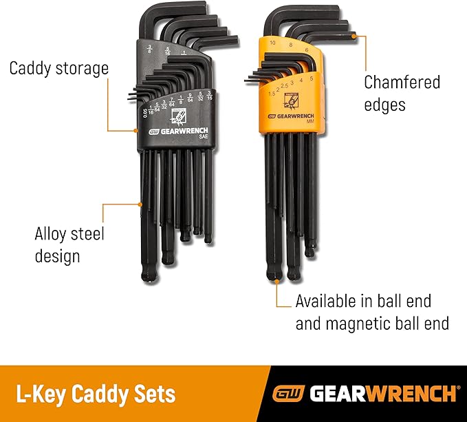 GEARWRENCH 13 Piece Long Ball End SAE Hex Key Set - 83524