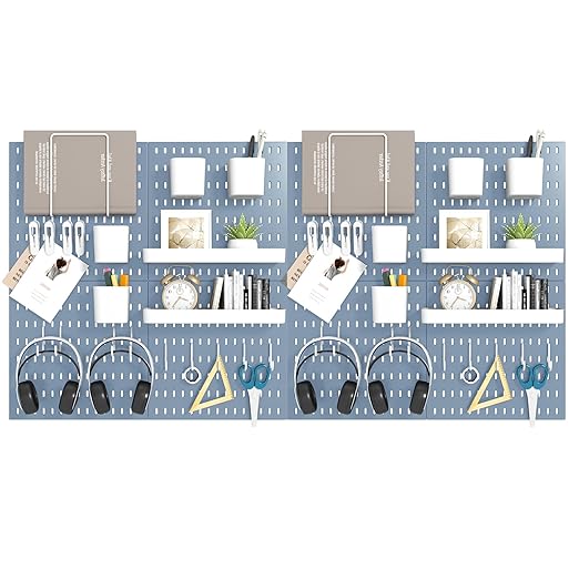 Peg Board Combination Kit, 8 Pegboards with 40 Accessories, Pegboard Wall Organizer for Office, Nursery & Home Storage, Key Holder, 51.2"x25.6" – Nail-Free Installation(Blue)
