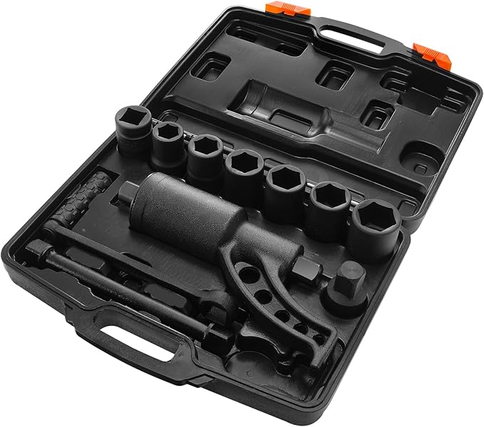 VEVOR Torque Multiplier, 1 Inch Drive Lug Nut Wrench/Multiplier Heavy Duty Torque Multiplier Wrench Set, 1:64 6,800N.m Lug Nut Remover, Includes 8 Sockets (24-38mm) and Storage Case