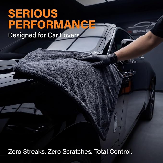 Microfiber Car Drying Towels,Extra Large 36x24 Inch,1300 GSM Super Absorbent & Scratch-Free for Auto Detailing, Streak-Free Drying Towel for Car,SUV,Truck,Van,Motorcycle - Charcoal Grey