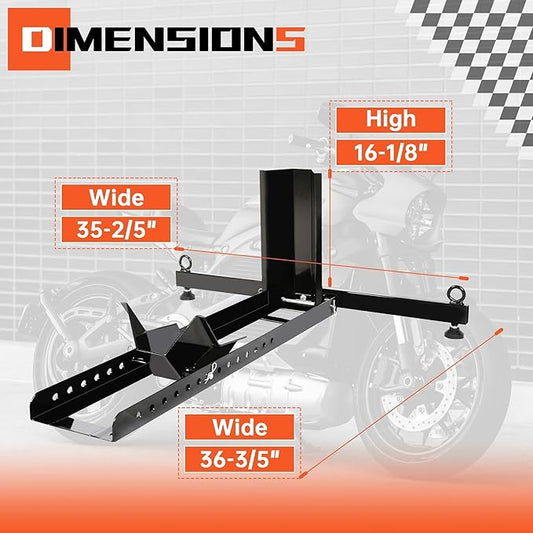 ECOTRIC Motorcycle Wheel Chock Stand Upright 1800lb Capacity, Adjustable Motorcycle Front Tire Stand Chock for Trailer Truck Garage Fit for Most Motorcycles Tire Size 15"-22" Wheels