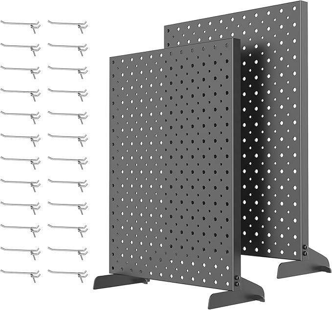 WALMANN Metal Tabletop Pegboard Display Stand for Craft Shows, 12" x 16" Countertop Peg Board with Hooks for Jewelry & Accessories (Black, 2-Pack)