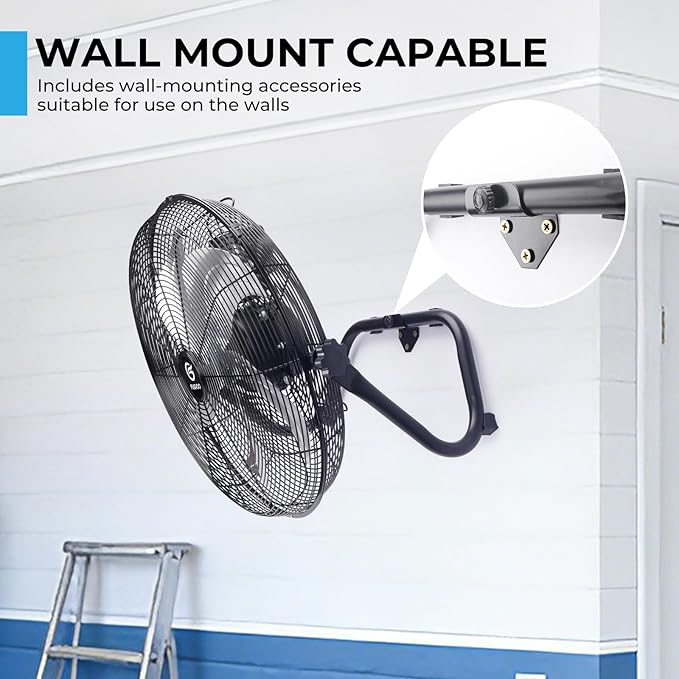 FUGOO 18" High Velocity Floor Fan with Remote,BLDC Motor,Quiet,8 Speeds, Tilt Head, ETL-Listed Safety Compliance, Metal Housing/Blades, Ideal for living Room/Commercial Space/Garage/Gym, 90W,3600CFM