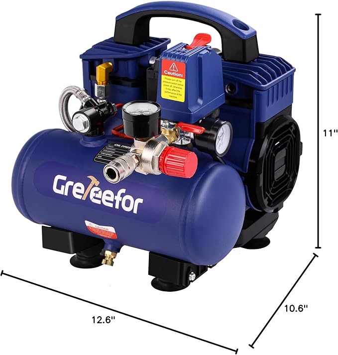 Air Compressor, 1 Gallon Ultra Quiet Portable 60 dB, 13-Second Quick Fill, 1 Gallon Compact, Oil-Free for Tire Inflation/Nail Gun/Pneumatic Tools/Cleaning in Home or Shop Projects, 1.5HP, Violet