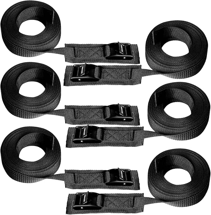 WEDAMER 6 Pack Kayak Tie Down Straps 16.4Ft Cam Buckle Tie Downs Adjustable Kayak Strap for Trucks Motorcycles Boat RV, Ratchet Lashing Straps for Roof Rack Trailer Cargo Packing Securement 1" x 16.4'