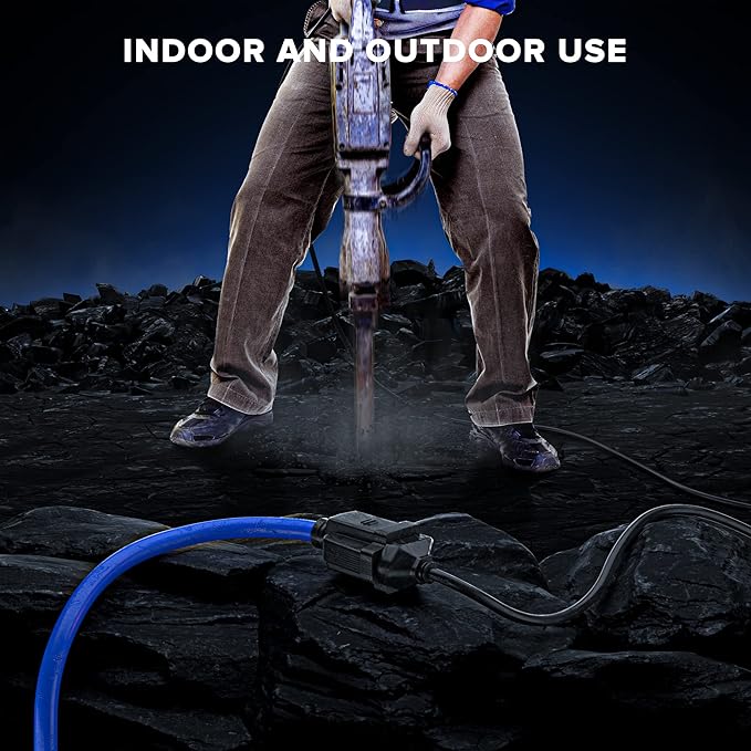 Maximm 50 Ft Blue Extension Cord, Heavy Duty 3-Prong Outdoor Power Cable, ETL Listed for Contractors