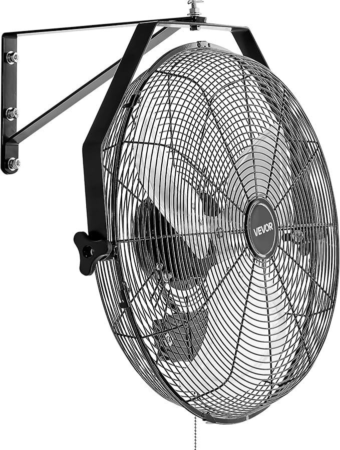 VEVOR 18 Inch Industrial Wall Mount Fan, High Velocity 4000 CFM with 3 Speeds, Powerful Motor Garage Wall Fan with Aluminum Blades for Workshop, Warehouse, Greenhouse, Commercial