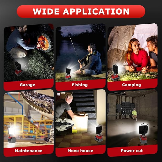96W 10000LM LED Work Light for Milwaukee m18 18v Battery - Cordless Work Light w/USB & Type C Charging Port 180° Adjustable Angle Portable Flood Light Flashlight,Fathers Day Tool Gifts for Men Dad