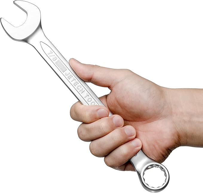 Jetech 7/8 Inch Combination Wrench - Industrial Grade Spanners with 12-Point Design, 15-Degree Offset, Made with Durable Chrome Vanadium Steel in Sand Blasted Finish,SAE