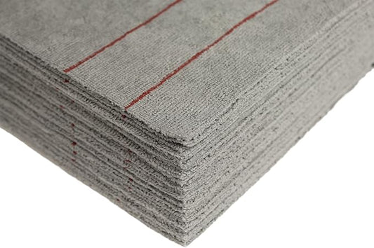 CleanAide Silver-Embedded Microfiber Towels, Edgeless, Lint-Free, Odor-Resistant, Ultra Absorbent, Streak-Free Cleaning for Auto, Home, Kitchen, Glass & Electronics, 16x16 in, 12-Pack, Red Stripes