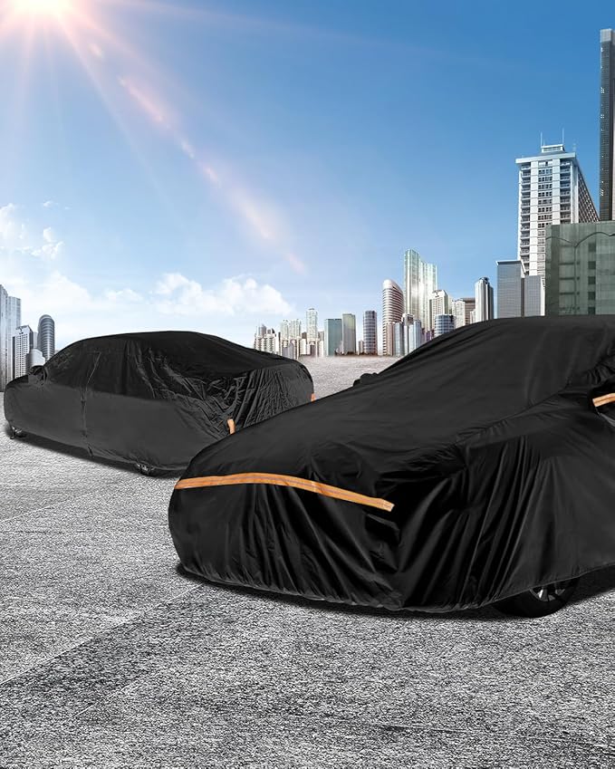 Car Cover Waterproof All WeatherCustom Fit for Chevy Camaro 2010-2025, Heavy Duty Outdoor Full Exterior Cover for Automobiles, Sun Rain UV Dust Snow Protection with Door Zipper-Black