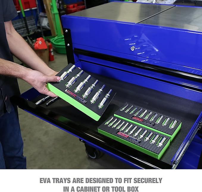 OEMTOOLS 23985 10 Piece 1/4" Drive Deep Socket Set, SAE Sizes 3/16"-9/16", Rust-Resistant 1/4 Drive Socket Set, EVA Storage Tray, Heat-Treated Alloy Steel Sockets