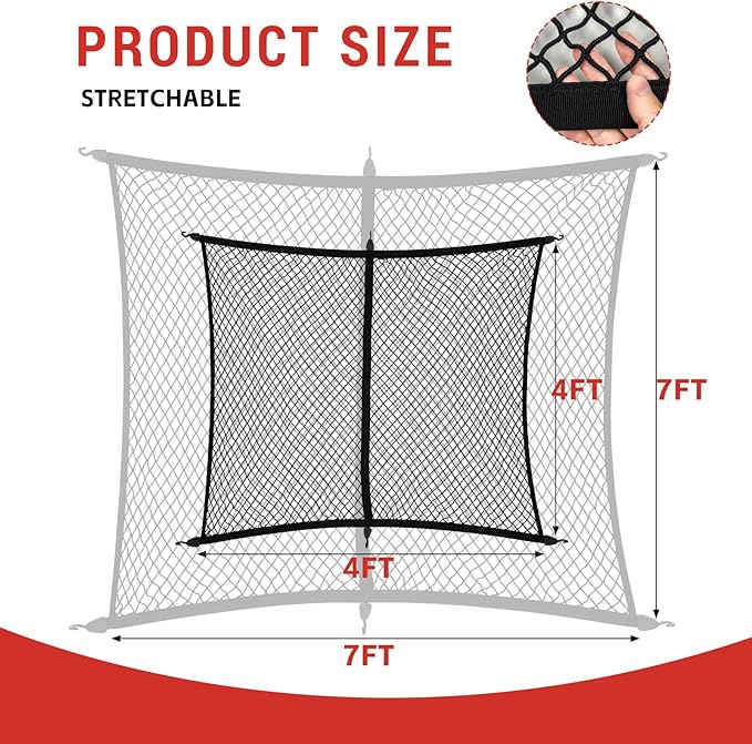Highly Elastic Cargo Net Fit for Pickup Truck Bed Cargo Netting Cover Stretchable Mesh Organizer for Pickup Truck Bed Accessories(Pickup Bed Net)
