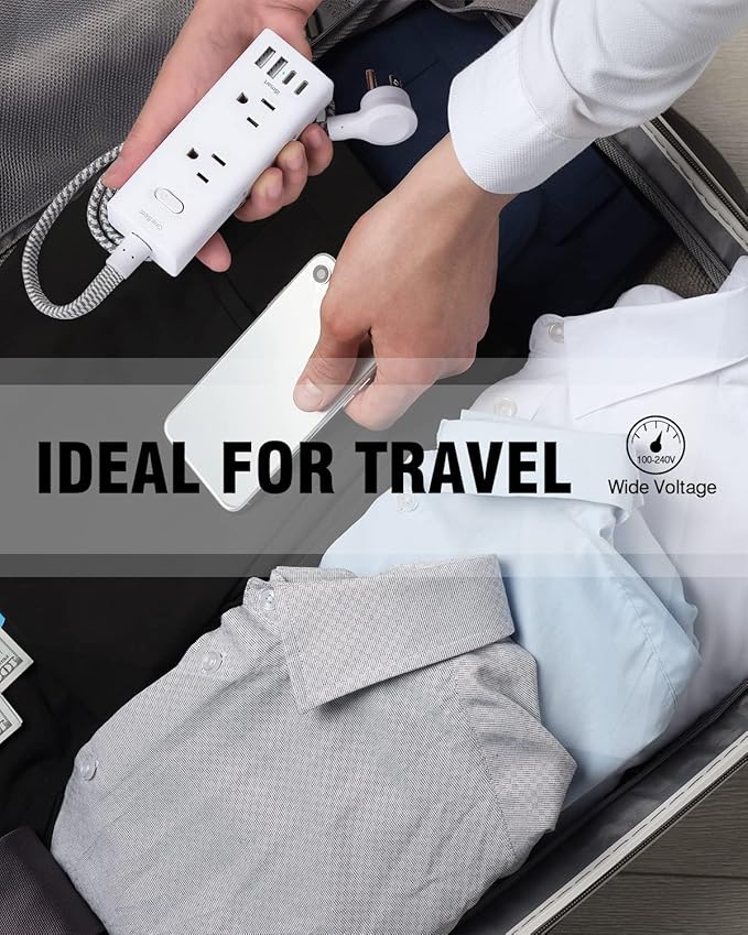 Power Strip Surge Protector - One Beat 6 Widely Outlets with 4 USB Ports (2 USB C), 5 Ft Extension Cord Flat Plug, Wall Mount Outlet Extender Small Power Strip for Travel Home Office College Dorm Room