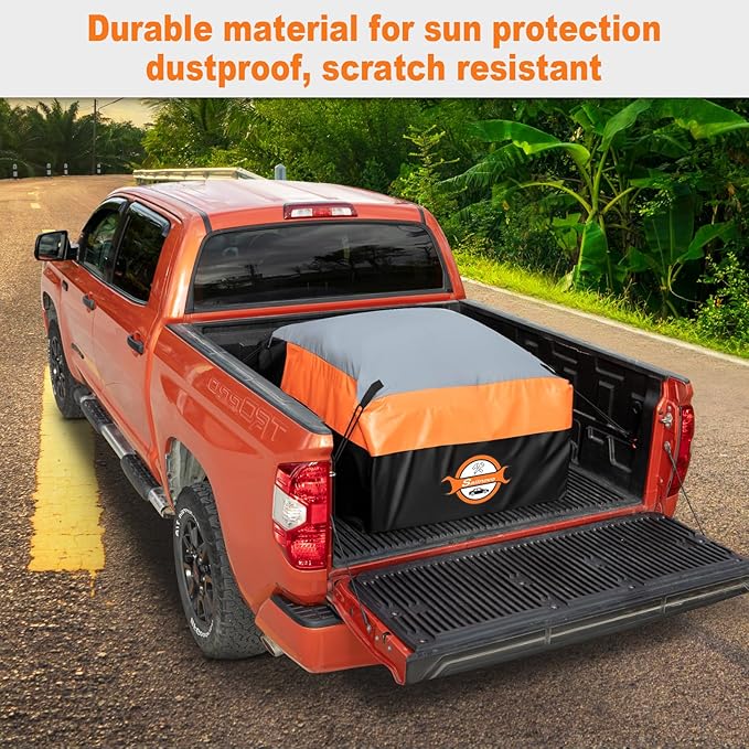 Sailnovo Truck Bed Cargo Bag, 38 Cubic ft Waterproof Cargo Bag for Truck Bed, Heavy Duty PVC Truck Cargo Bag Fits Any Truck Size with 6 Stretch Cord, Packing Bag (59''x48''x23'')