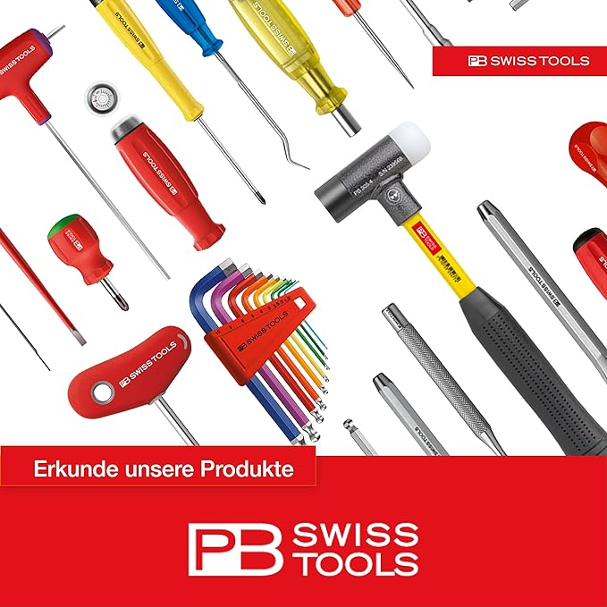 PB Swiss Tools Safety Hex Key L-Wrench Set PB 3212.LH-10 CN | 100% Swiss Made | 9-Piece Allen Set Size 1.5-10 mm with Ball End, in Practical Holder