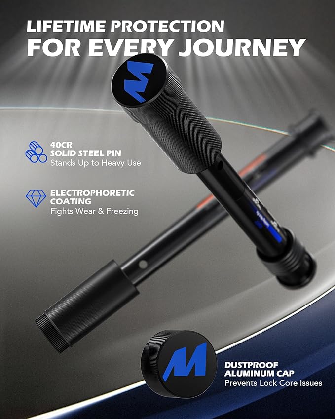 Orion Motor Tech Locking Hitch Pin, Fits 2" & 2.5" Receiver with 5/8" Diameter Hitch Pin Lock, Anti-Theft Steel Hitch Pin Lock with Key for Class III IV, Anti-Rattle Trailer Hitch Pin with O-Rings
