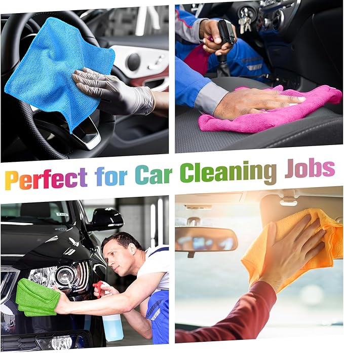 Tanlade Microfiber Cleaning Cloth Cleaning Rags Reasonable Kitchen Towels Microfiber Towels Cars Wash Dry Erase Cloth(6 x 6 Inch,Green/Blue/Yellow/Pink/Orange,50 Pcs)