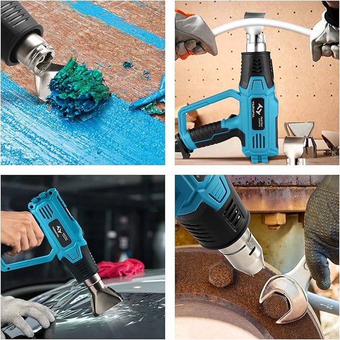 Tilswall 2000W Heat Gun with 2 Temperature Levels (440°C / 600°C) 4 Nozzles, Scraper & Mica Heating Core - For Removing Paint, Soldering, Shrinking, Sealing