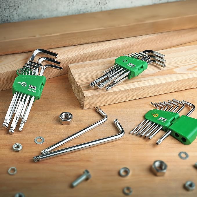 SK 27-Piece Allen Wrench Set, Metric/SAE/Star Hex Key Set, L-Shaped, S2 Steel