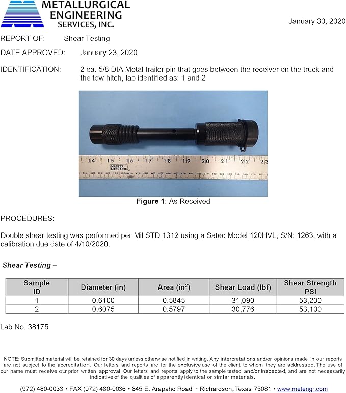 Tiger Lock 5/8" Black Trailer Hitch Locking Pin - Anti-Rattle Tow Hitch Receiver Lock, fits Class III - V Hitches with 2" and 2.5" Receivers