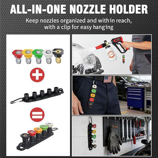 Pressure Washer Foam Cannon Gun & Sprayer Kit, Car Wash Kit, 5 Adjustable Nozzles, 1/4" Quick Connect, Fits for 1000-4000 PSI, Includes Foam Sprayer & Accessories