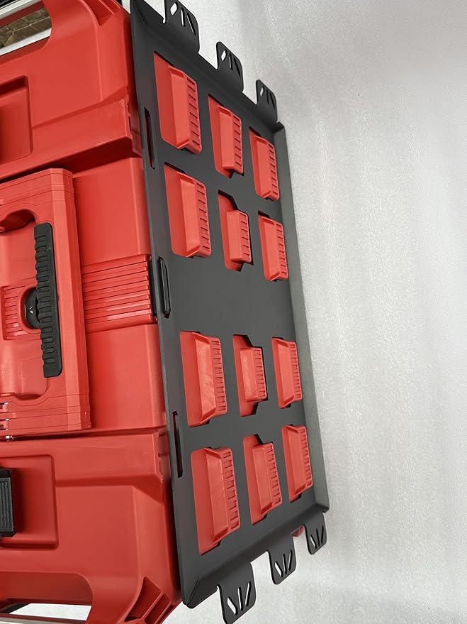 VELCKING for Milwaukee Packout Mounting Plate, Metal Storage Base, Wall and Floor Compatible Toolbox Mount (RED, 2-Full Plate)