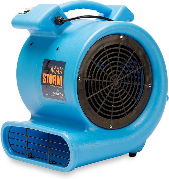 Max Storm 1/2 HP Durable Lightweight Air Mover Carpet Dryer Blower Floor Fan for Pro Janitorial Cleaner, Blue, 1 Pack