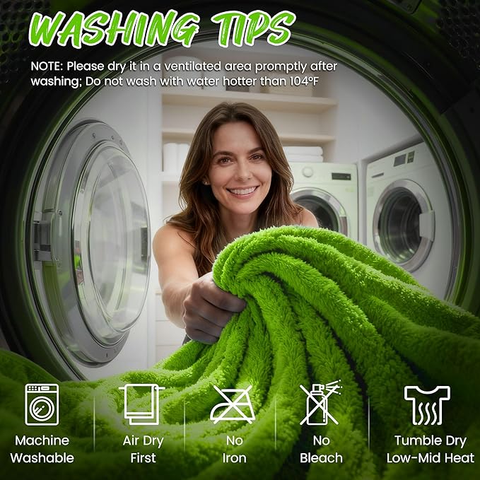 PUGPIU Microfiber Car Drying Towel Extra Large Super Absorbent 48"X24", 1400 GSM Flash Detail Car Wash Drying Towel Edgeless with Two Sided Soft Twisted-Loop, No Water Spots Streaks for Cars (Green)