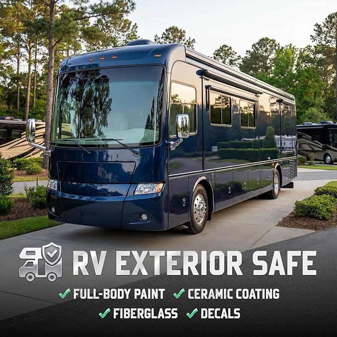 Wash & Wax RV Cleaner, 2-in-1 Exterior RV Wash Soap, Waterless or Traditional Wash, Removes Road Film, Dirt & Bugs, Adds Protective Shine, Safe for Fiberglass and Painted Surfaces, 20 Fl Oz