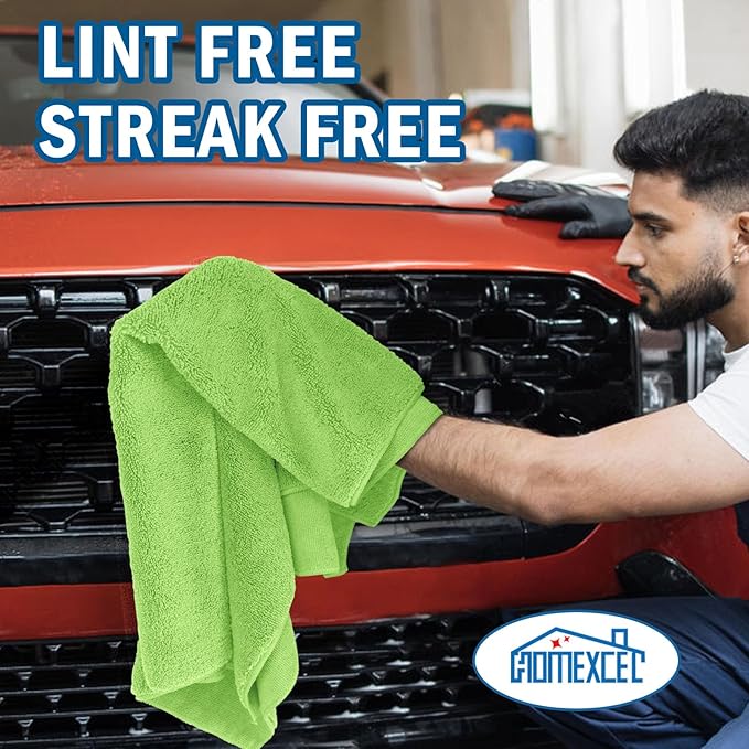 HOMEXCEL Professional Large Microfiber Car Drying Towels 2 Pack-31" x 24", Lint Free, Scratch Free, Highly Absorbent Drying Towel for Cars, SUVs, RVs, Trucks, and Boats, Dark Green