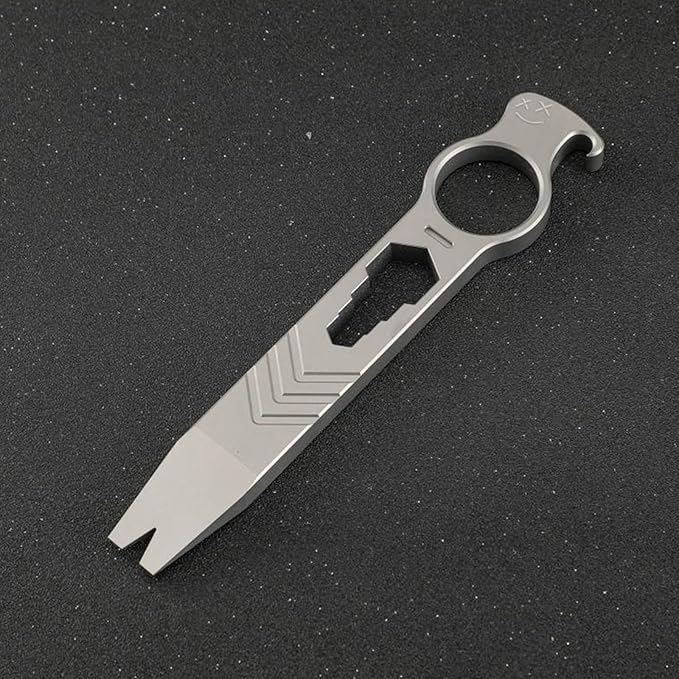 Titanium Pry Bar Bottle Opener, 5.51" Multi Tool Crowbar with Multi-size Wrench/Screwdriver/Nail Puller Function QG002 (Stonewash)