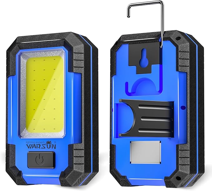 WARSUN 2PC Led Work Lights Rechargeable Magnetic Portable Work Light 30w 1200 Lumens for Camping Car Repairing, Blue Stocking Stuffers Mens/Dad Gifts