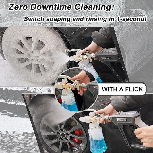 Foam Cannon for Pressure Washer, Snow Clear Foam Cannon Dual Connector Accessories, Power Washer Soap Attachment for Car Wash, Stainless Steel Filter, 5 Nozzle Tips with Holder