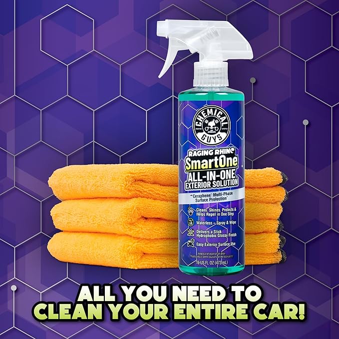 Chemical Guys Raging Rhino Waterless Car Wash, Quick Detailer & Spray Protectant, No Rinse Exterior Cleaning Solution for Paint, Glass, Wheels, Plastic & Chrome (Spray, Wipe, Shine & Protect) 20 Fl Oz