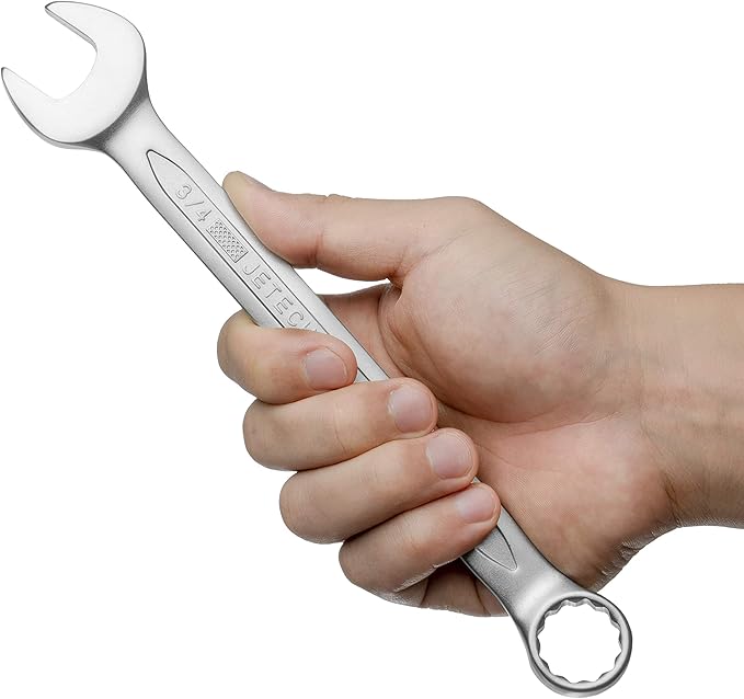 Jetech 3/4 Inch Combination Wrench - Industrial Grade Spanner with 12-Point Design, 15-Degree Offset, Made with Durable Chrome Vanadium Steel in Sand Blasted Finish, Forged, Heat-Treated, SAE
