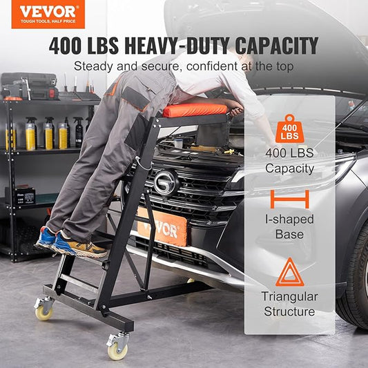 VEVOR Top Automotive Creeper, with Adjustable Height 49.6" to 75.6", 400 LBS Capacity High Creeper, 4 Swivel Caster Wheels, Heavy Duty Creeper for Auto Repair and Maintenance