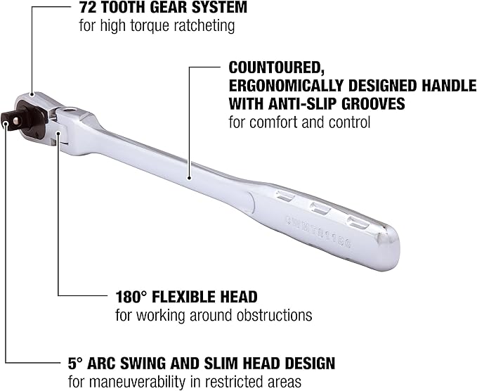 DEWALT DWMT81156 1/2IN Drive Flex Head Ratchet