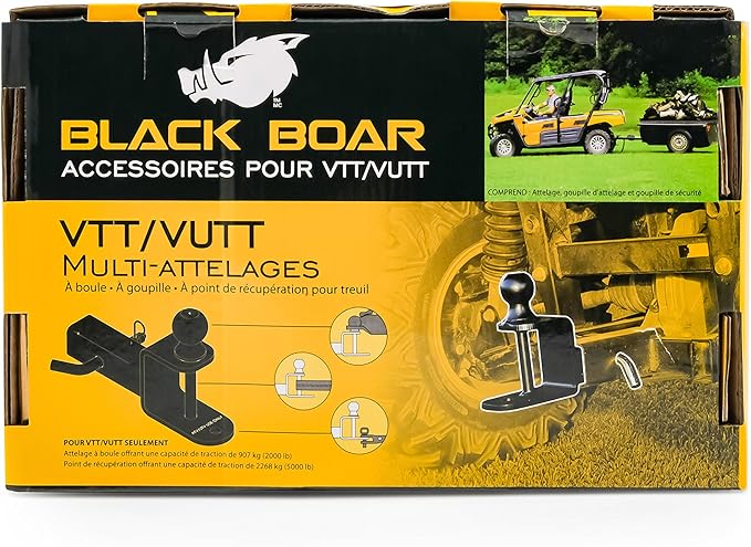 Black Boar ATV/UTV Mount with Hitch Ball and Winch Strap Loop (1 7/8" Ball, 1 1/4" Shank) (66026)