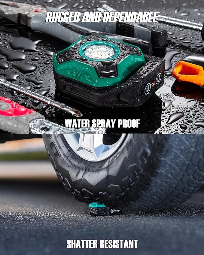 Work Light, 700 Lumen Rechargeable Magnetic Light with 3 Modes & 360° Pivoting Head for Mechanics & Outdoor Use (Green)