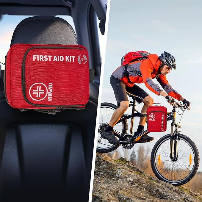 400 Piece Large First Aid Kit for Car, Home, Office, Hiking, Boating, Travel, Outdoor, Premium Compact Water-Resistant Trauma First Aid Kit for Any Emergencies, Red