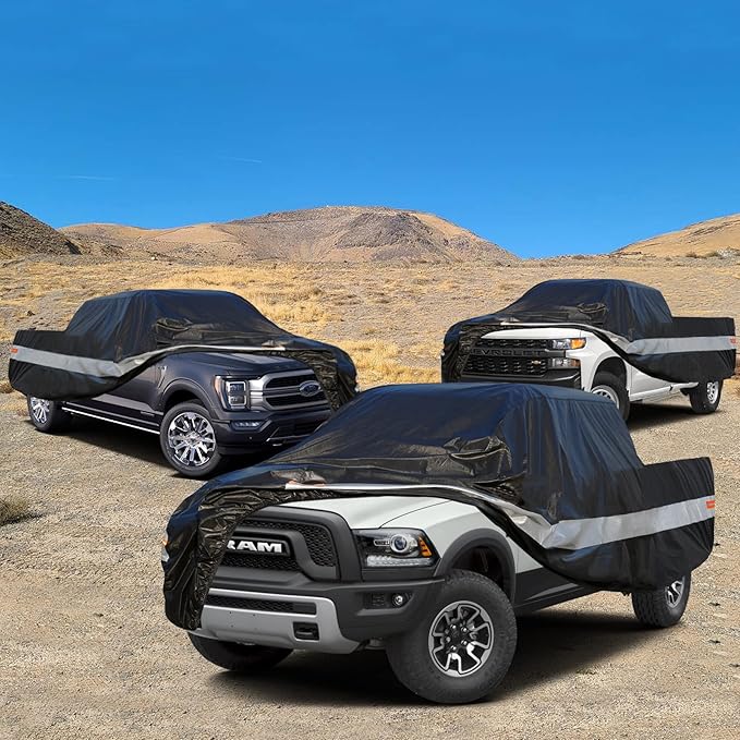 10 Layers Truck Cover Waterproof All Weather. Pickup Truck Cover Rain UV Protection. Length: Up to 210 inches, Universal Fit Most Regular Cab Short Box Ford F100 Chevy C10 S10 Ram 150 250.