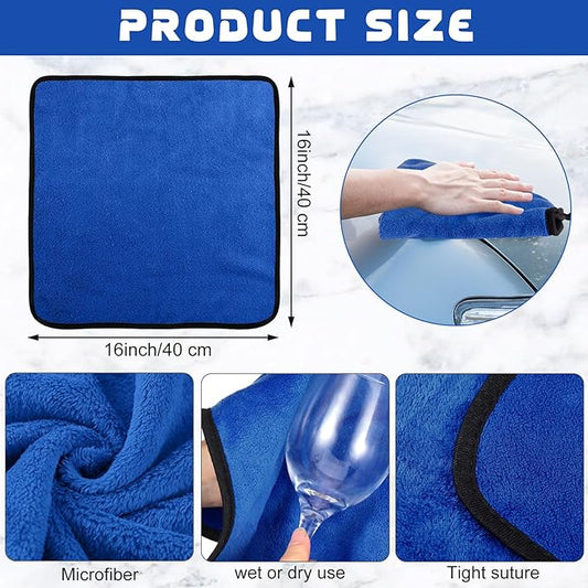 Tallew 60 Pcs Microfiber Towels:16"x16" Microfiber Drying Towels Bulk Micro Fiber Car Cleaning Cloth for Cars Drying Washing Polishing Office Windows Cleaning Household Supplies (Blue)