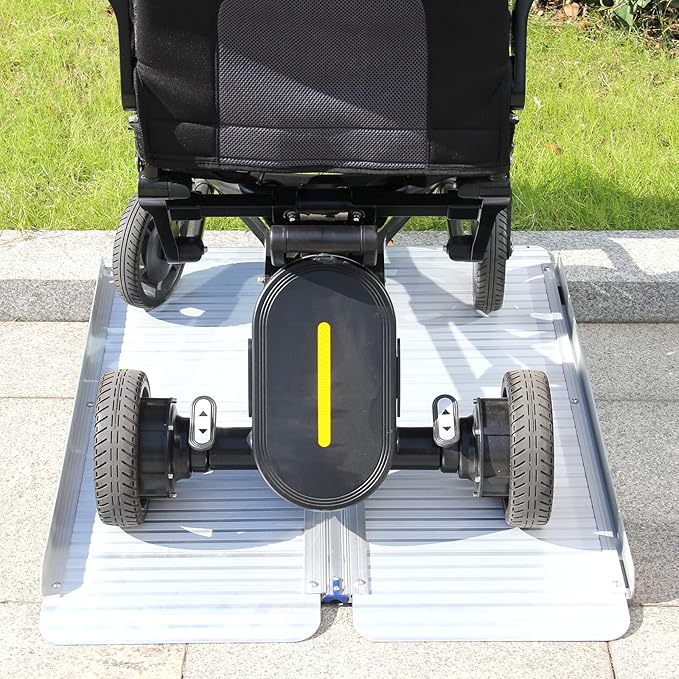 Ruedamann 3 FT Portable Wheelchair Ramp, Sturdy Non-Slip Aluminum Lightweight Scooter Ramp Upgraded Hinge, Folding Wheelchair Ramps for Doorways, Ramps for Wheelchairs for Home Steps, Porch, Scooters