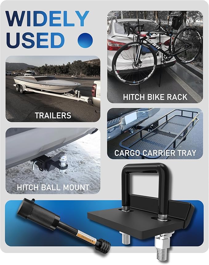 TOPICK Hitch Tightener & Trailer Hitch Pin Lock Set for 2" Hitches, Anti-Rattle Clamp & Secure Hitch Pin Lock Combo, Locking Receiver Hitch Pin, Trailer Hitch Accessories