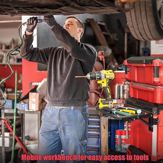 Folding Magnetic Table Compatible with Milwaukee Packout Toolbox,Powerful Magnetic Tool Tray Side on Your PACKOUT System